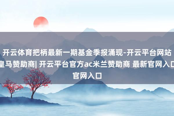 开云体育把柄最新一期基金季报涌现-开云平台网站皇马赞助商| 开云平台官方ac米兰赞助商 最新官网入口