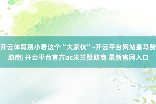 开云体育别小看这个“大家伙”-开云平台网站皇马赞助商| 开云平台官方ac米兰赞助商 最新官网入口